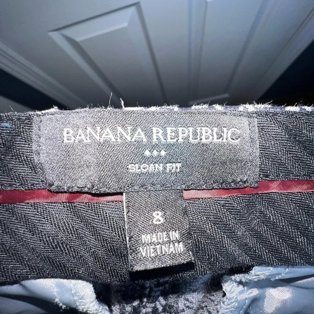 Banana Republic Sloan Fit Size 8 Gray Geometric Slim Leg Trouser Dress Pants M